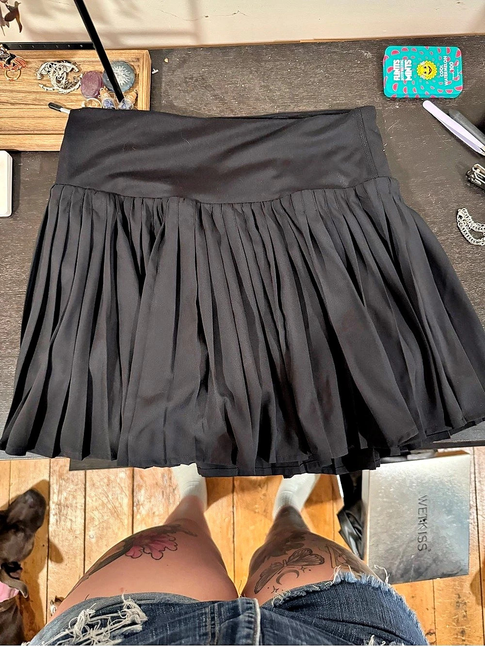 All in Motion Pleated Mini Skirt Black Medium Like New